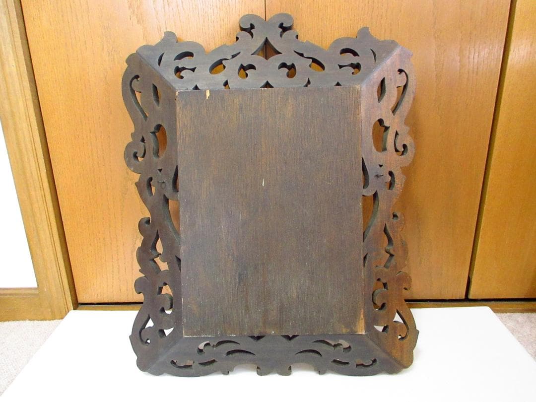 アンティーク 資生堂】希少 SHISEIDO 昭和レトロ 木彫り 壁掛けミラー