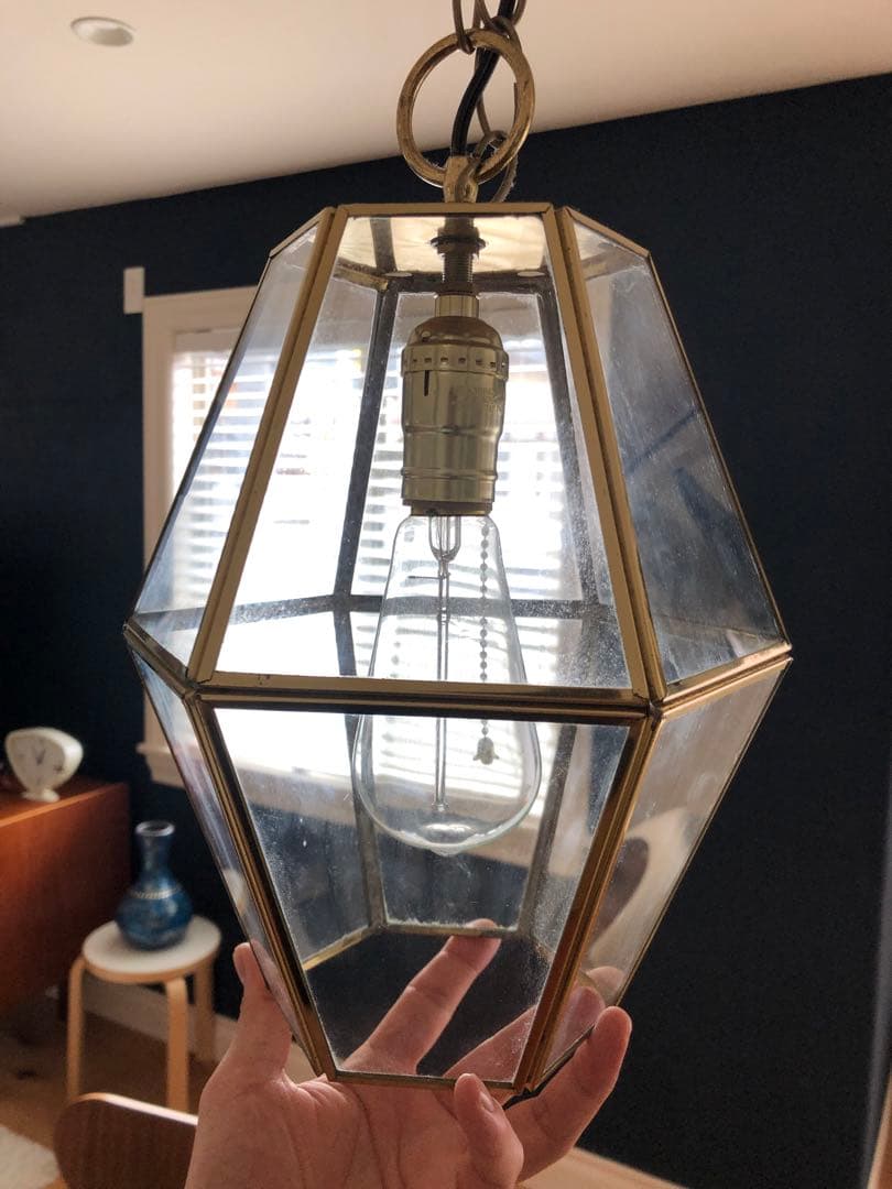 ペンタゴンシーリングライト２セット　多面体型ガラスペンダントライト