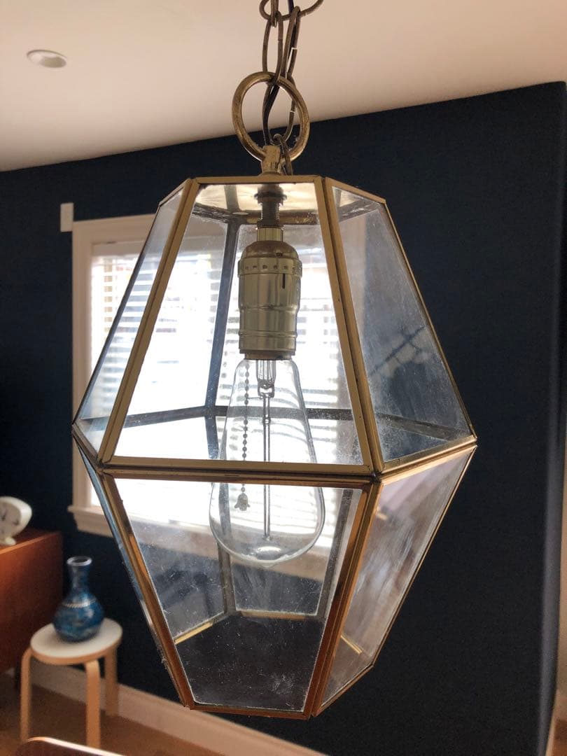 ペンタゴンシーリングライト２セット　多面体型ガラスペンダントライト