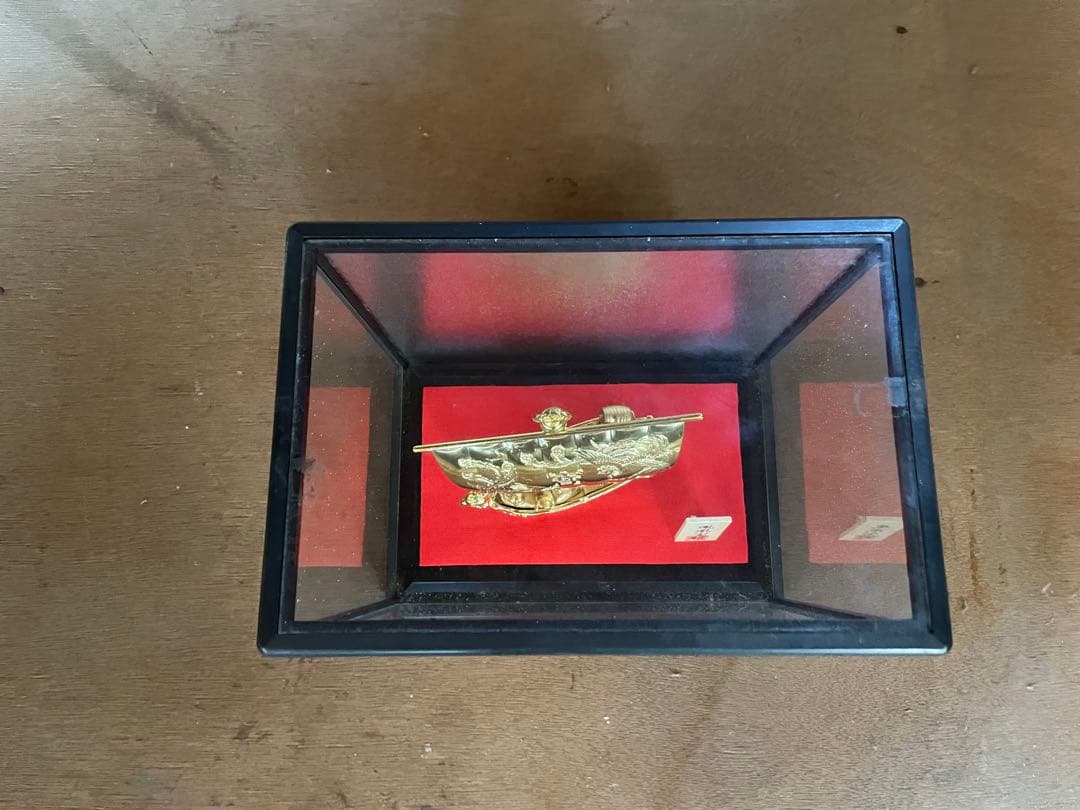 【美品】金色 宝船 置物 ケース付き 縁起物 七福神