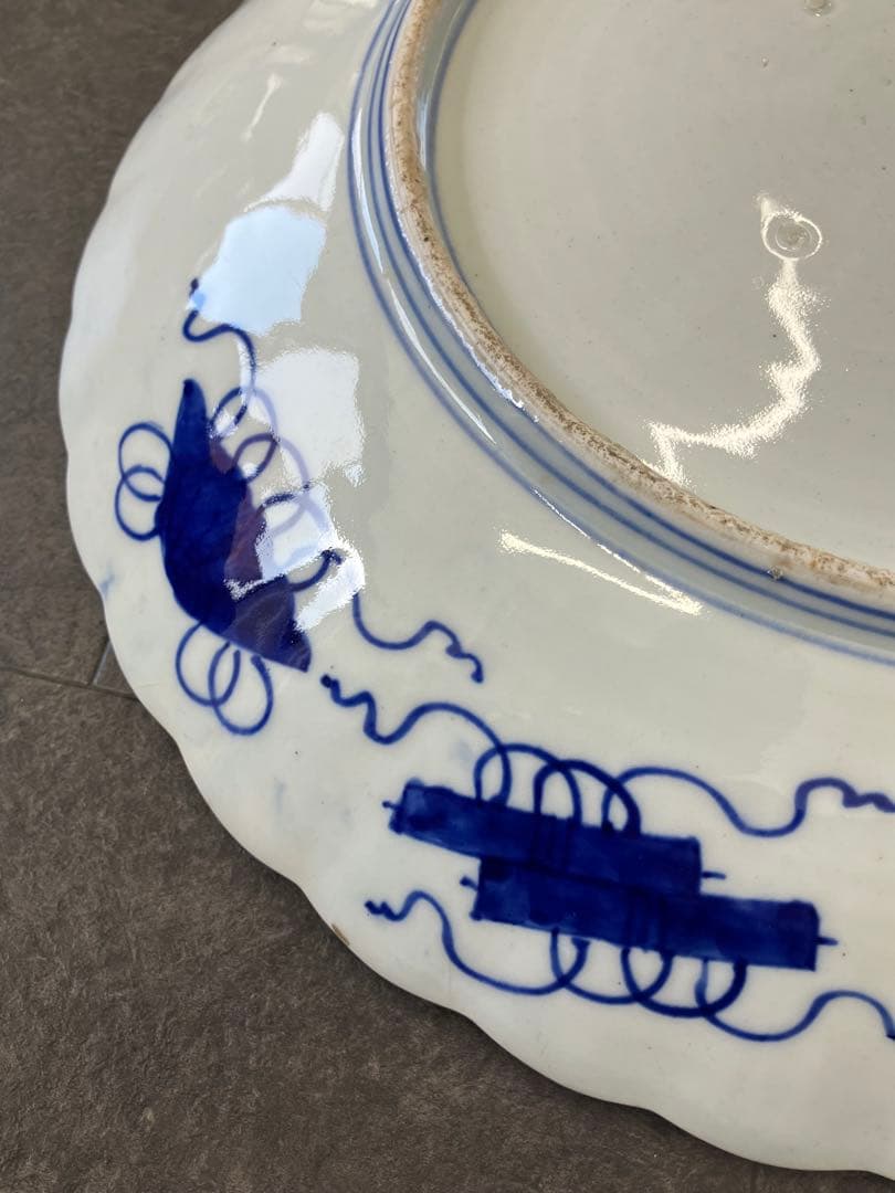 値下！時代物　色絵　金彩　花鳥絵　赤絵　大皿　飾り皿 骨董品　手描き　盛皿　龍