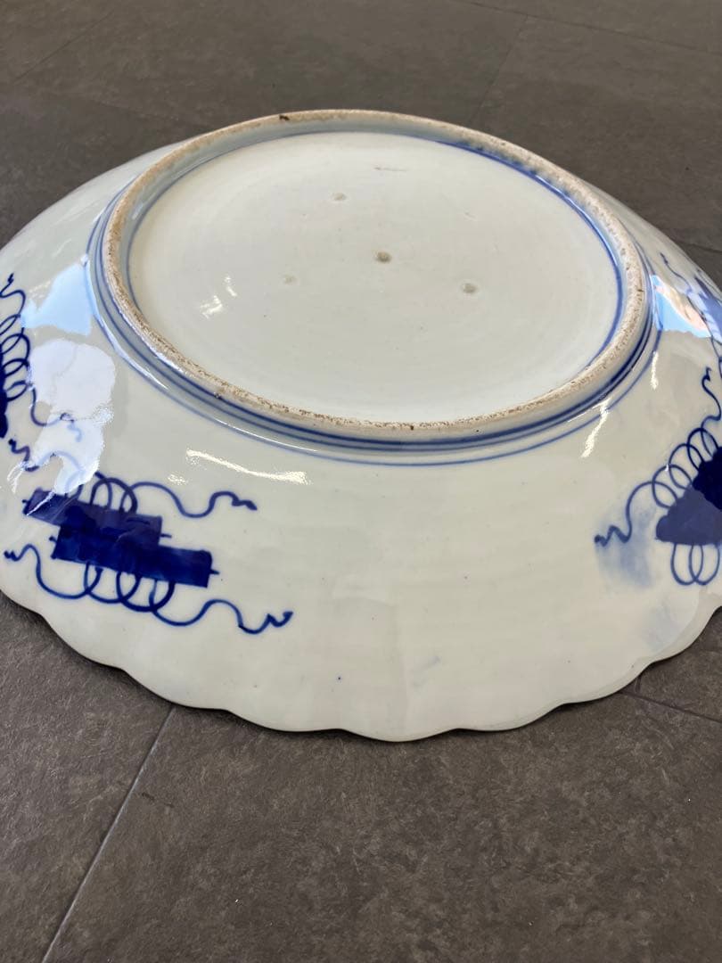 値下！時代物　色絵　金彩　花鳥絵　赤絵　大皿　飾り皿 骨董品　手描き　盛皿　龍