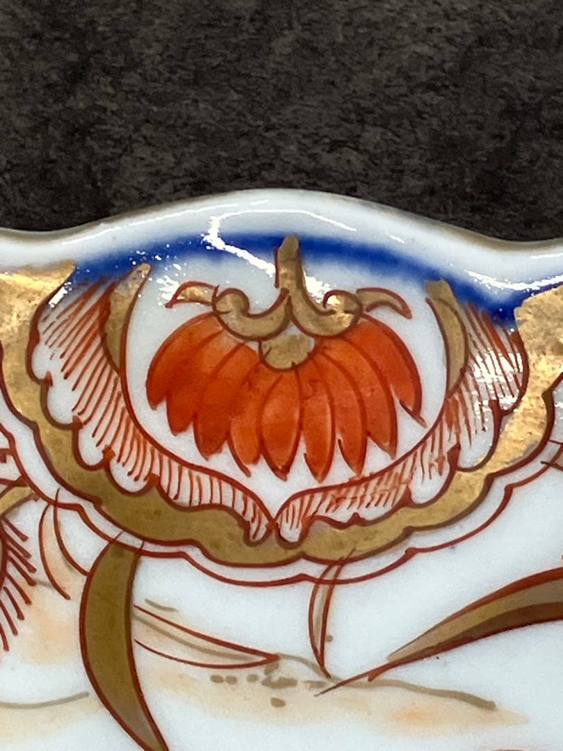 値下！時代物　色絵　金彩　花鳥絵　赤絵　大皿　飾り皿 骨董品　手描き　盛皿　龍