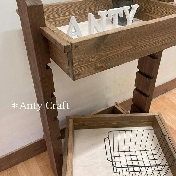 【引取可能】可動棚付キッチンワゴン キャスター付 3段収納 UN/UN 完成品