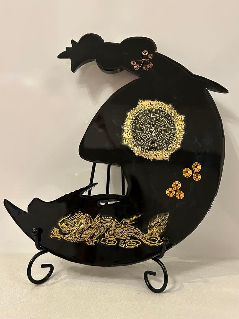 ⭐️最強金運〜龍神＆三日月⭐️龍体文字フトマニ図①オルゴナイト⭐️スタンド付