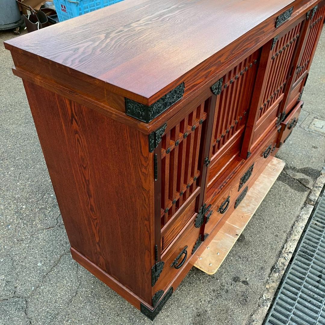 古民家 家具 水屋箪笥 民芸箪笥 木製 収納棚 時代家具 A0850