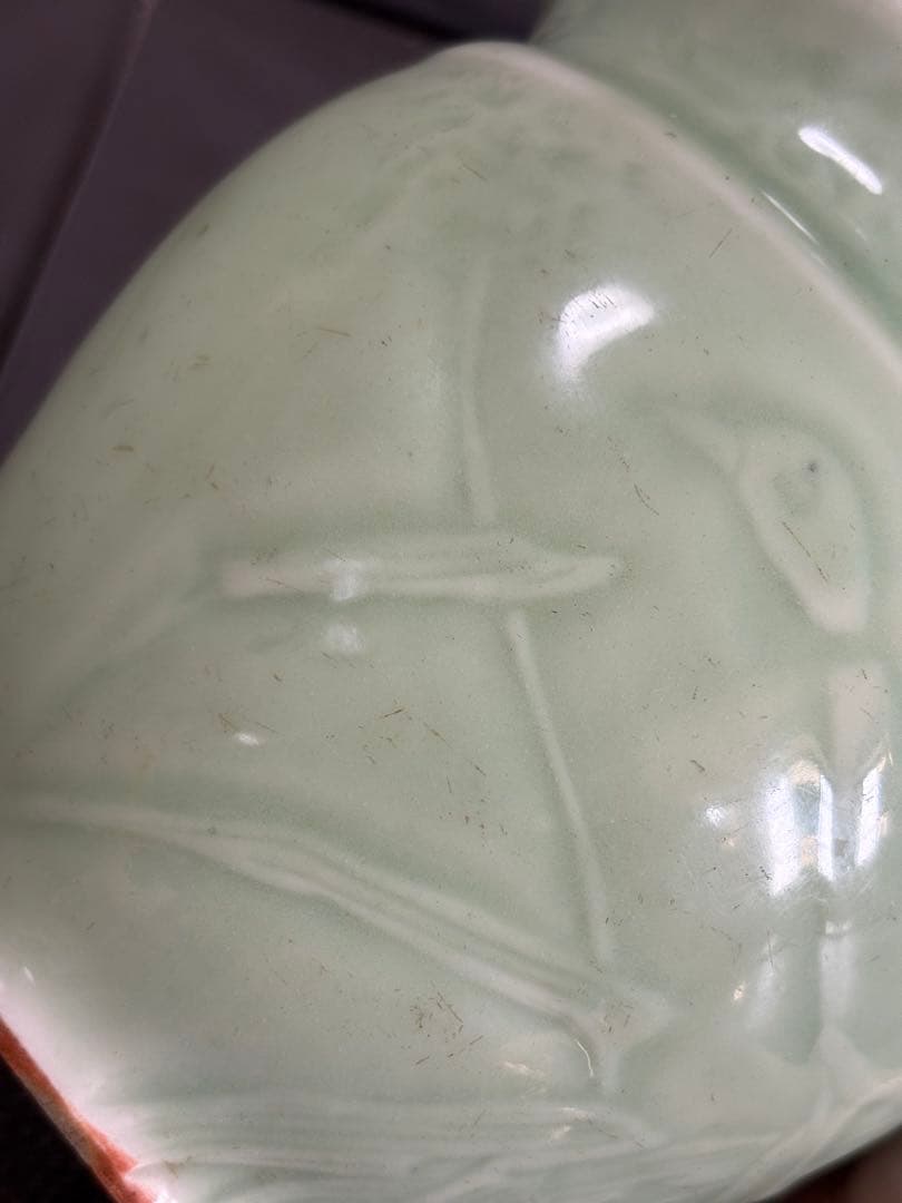 絵　鳥　缶水鉢