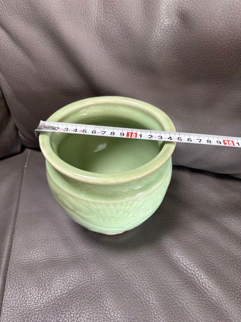 絵　鳥　缶水鉢