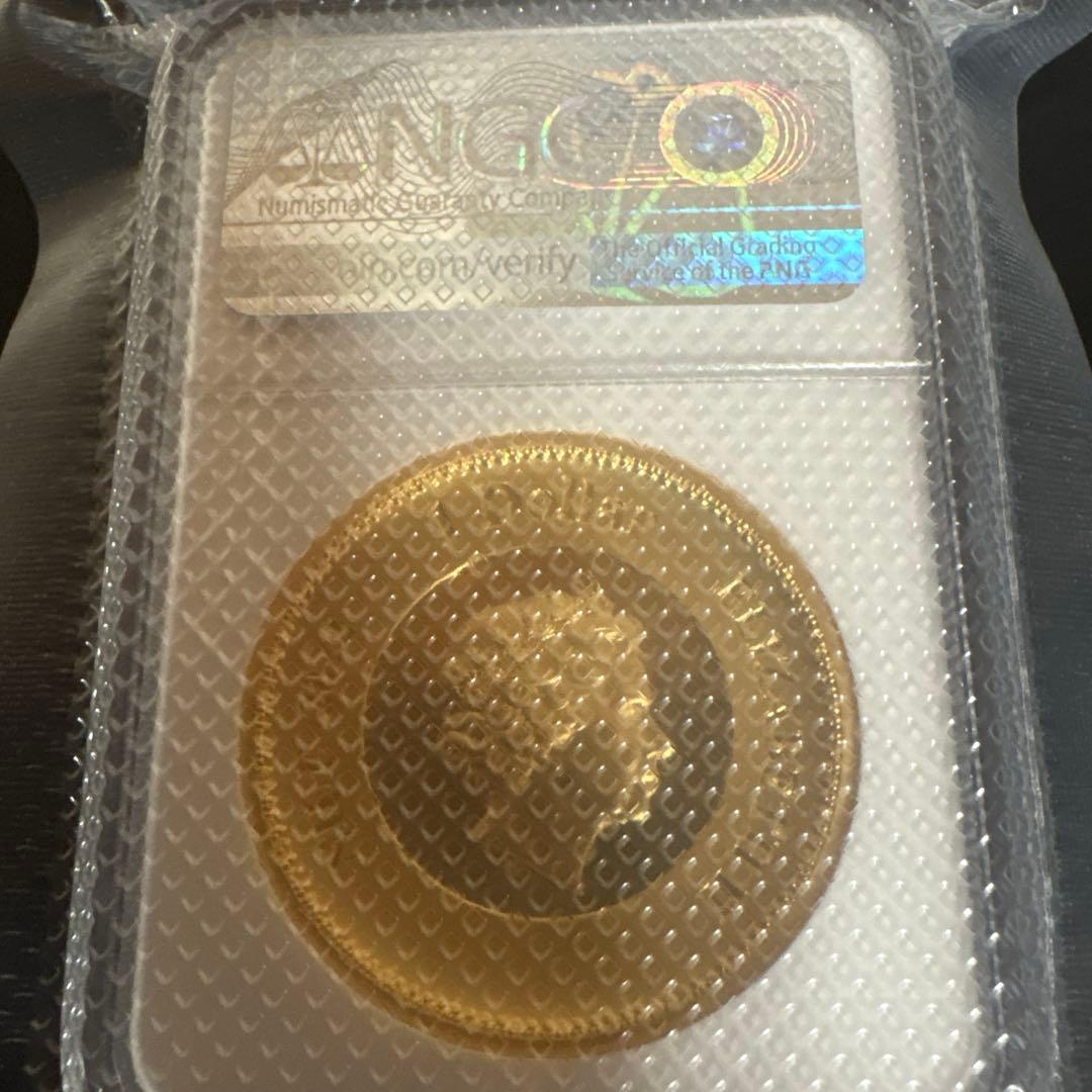 最高鑑定 2022年 ニウエ1ドル金メッキ銅貨 エリザベス2世追憶記念