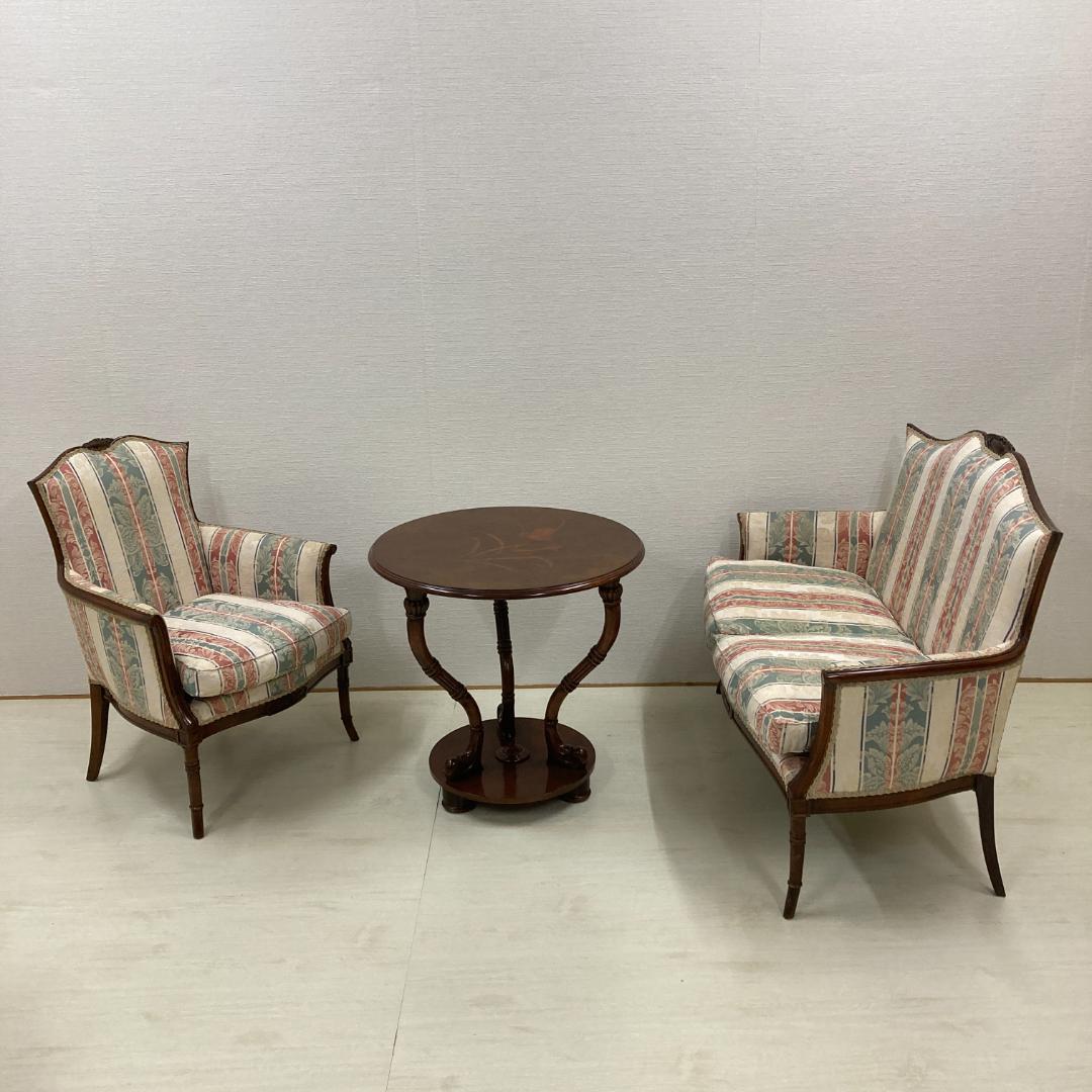 アンティーク調　クラシック　２人掛けソファ　ラブソファ　コンパクト