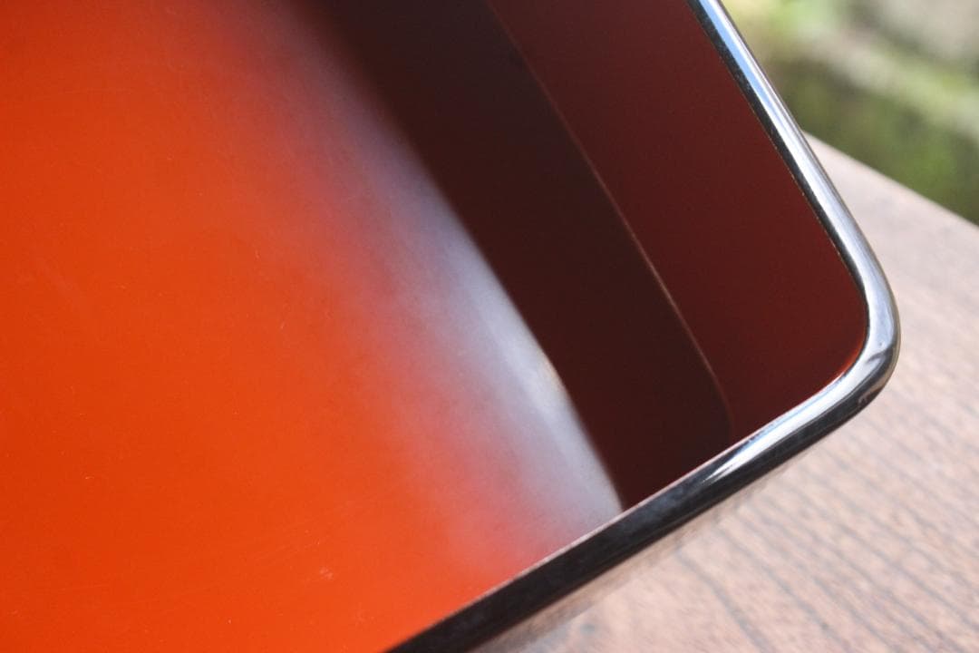 極小傷あり！端正な内朱黒漆に極上忍沈金の映える二段重（検輪島塗重箱お重