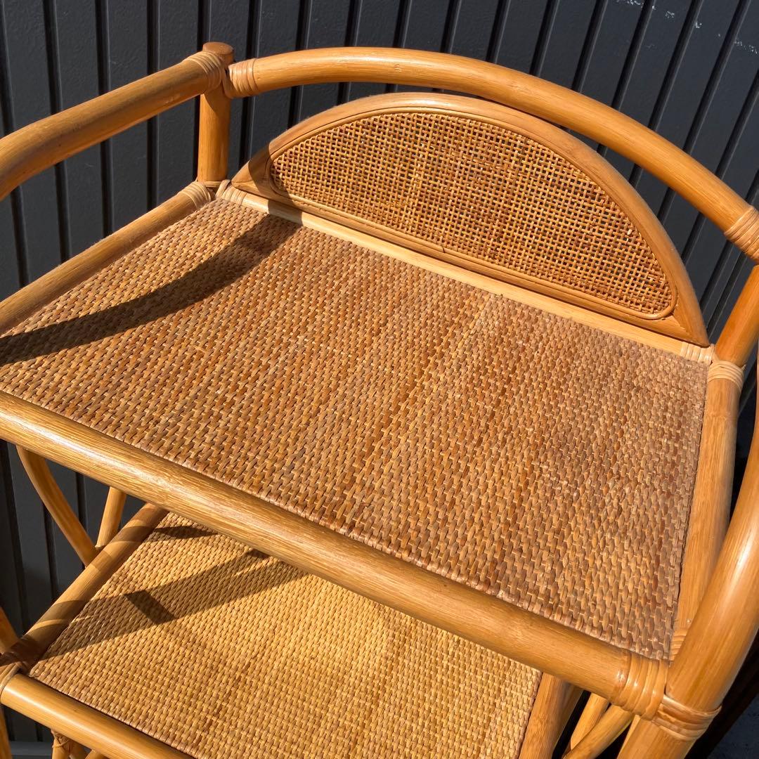 昭和レトロ 古家具 ラタンラック シェルフ 飾り棚 ディスプレイラック オープン