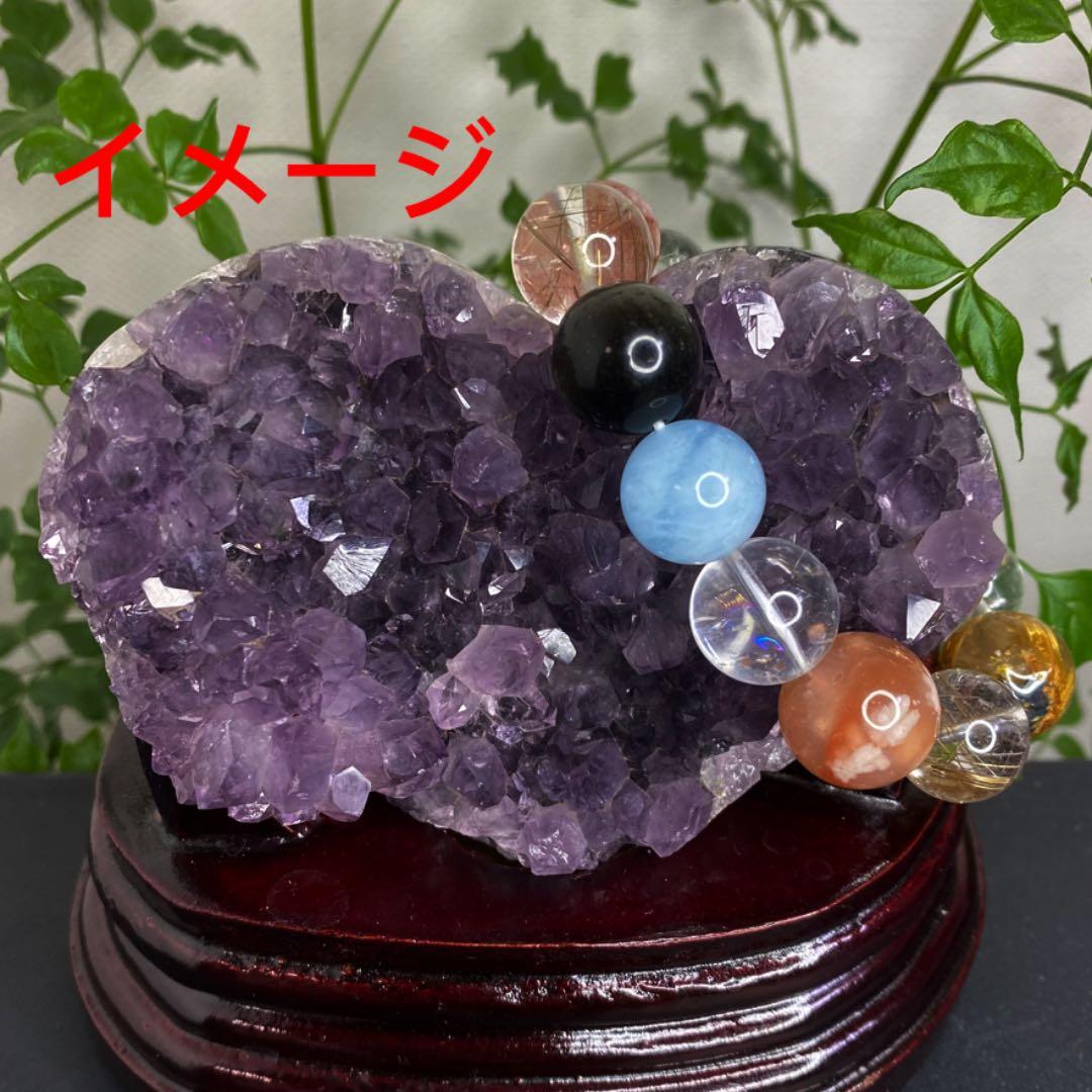 絶品☆濃紫の煌めき☆アメジストハート型❤︎クラスターパワーストーン原石水晶A621