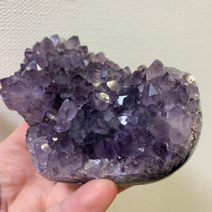 絶品☆濃紫の煌めき☆アメジストハート型❤︎クラスターパワーストーン原石水晶A621