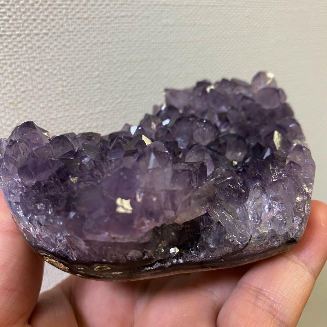 絶品☆濃紫の煌めき☆アメジストハート型❤︎クラスターパワーストーン原石水晶A621