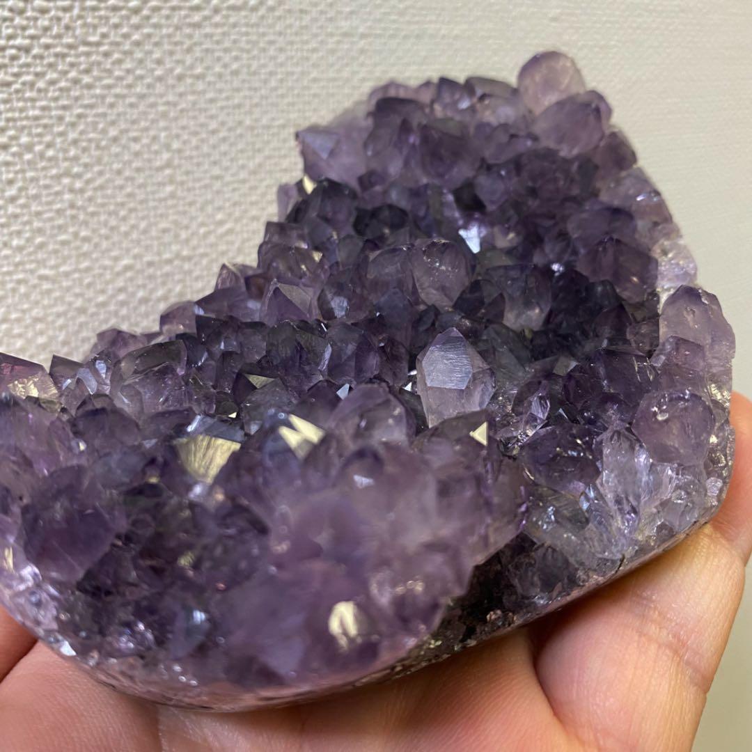 絶品☆濃紫の煌めき☆アメジストハート型❤︎クラスターパワーストーン原石水晶A621