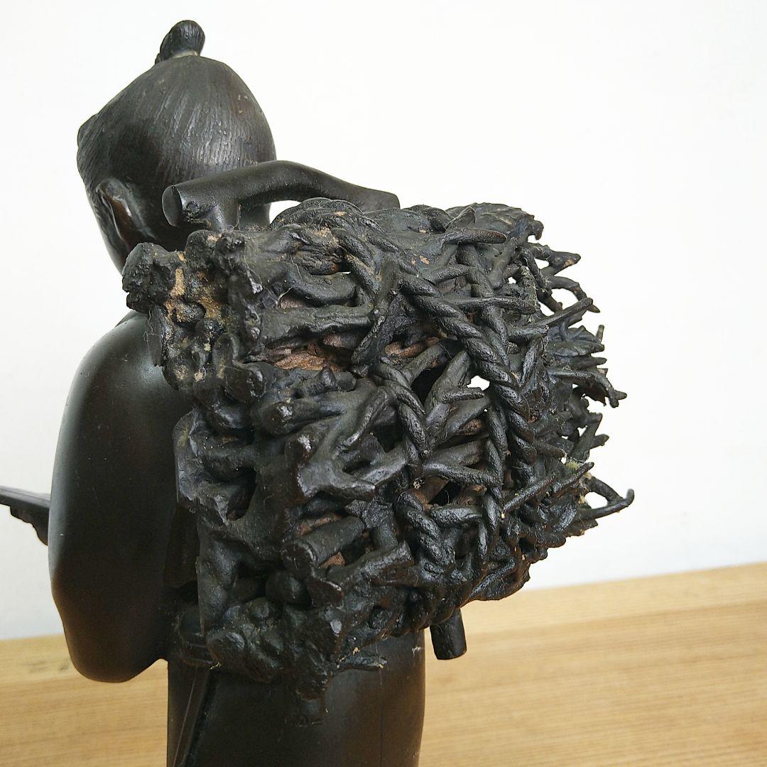 A484 二宮金次郎 ブロンズ像 薪取り外し可 銅製 オブジェ 彫刻 - メルカリ