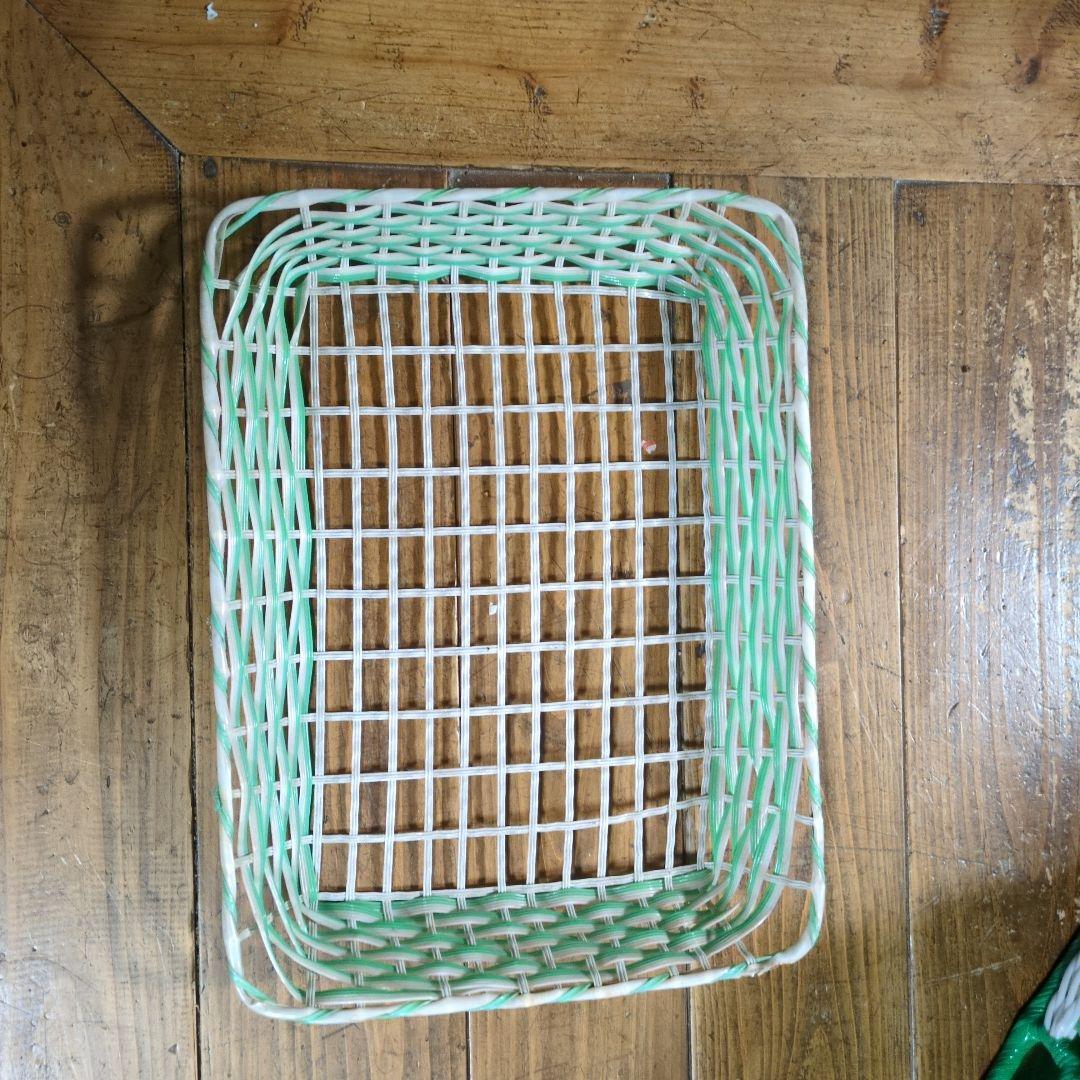 青緑の編み込みバスケットセット