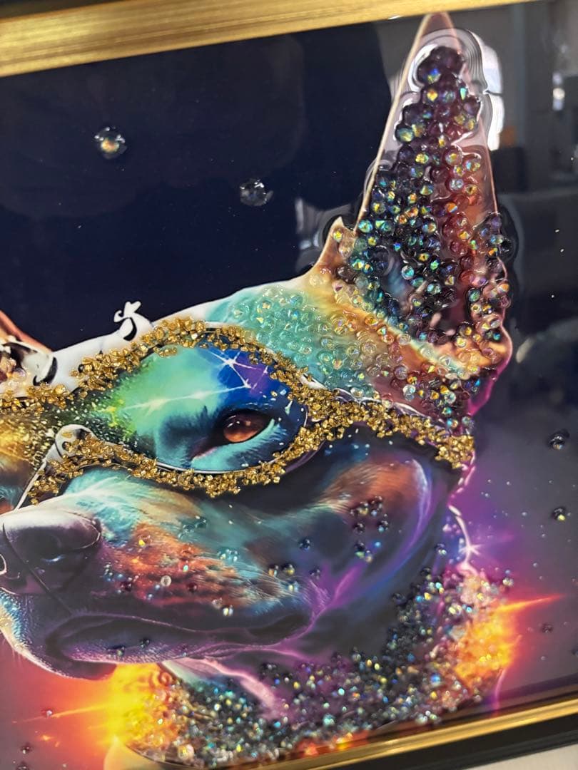 【オシャレインテリア‼️】クリスタルアート ネオンドッグ 41x41cm