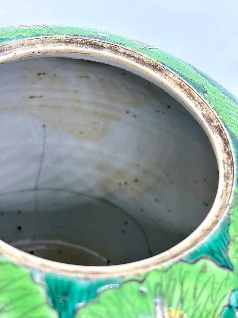 中国美術 粉彩色絵 蓋付小壺 白菜文様 P-10 - メルカリ