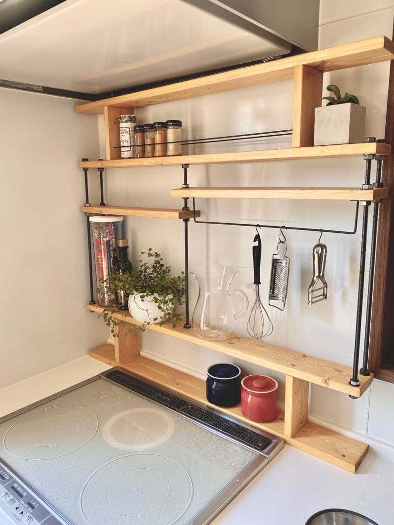 地震でも倒れない突っ張れるキッチンラックCentral☆☆窓枠インテリア☆