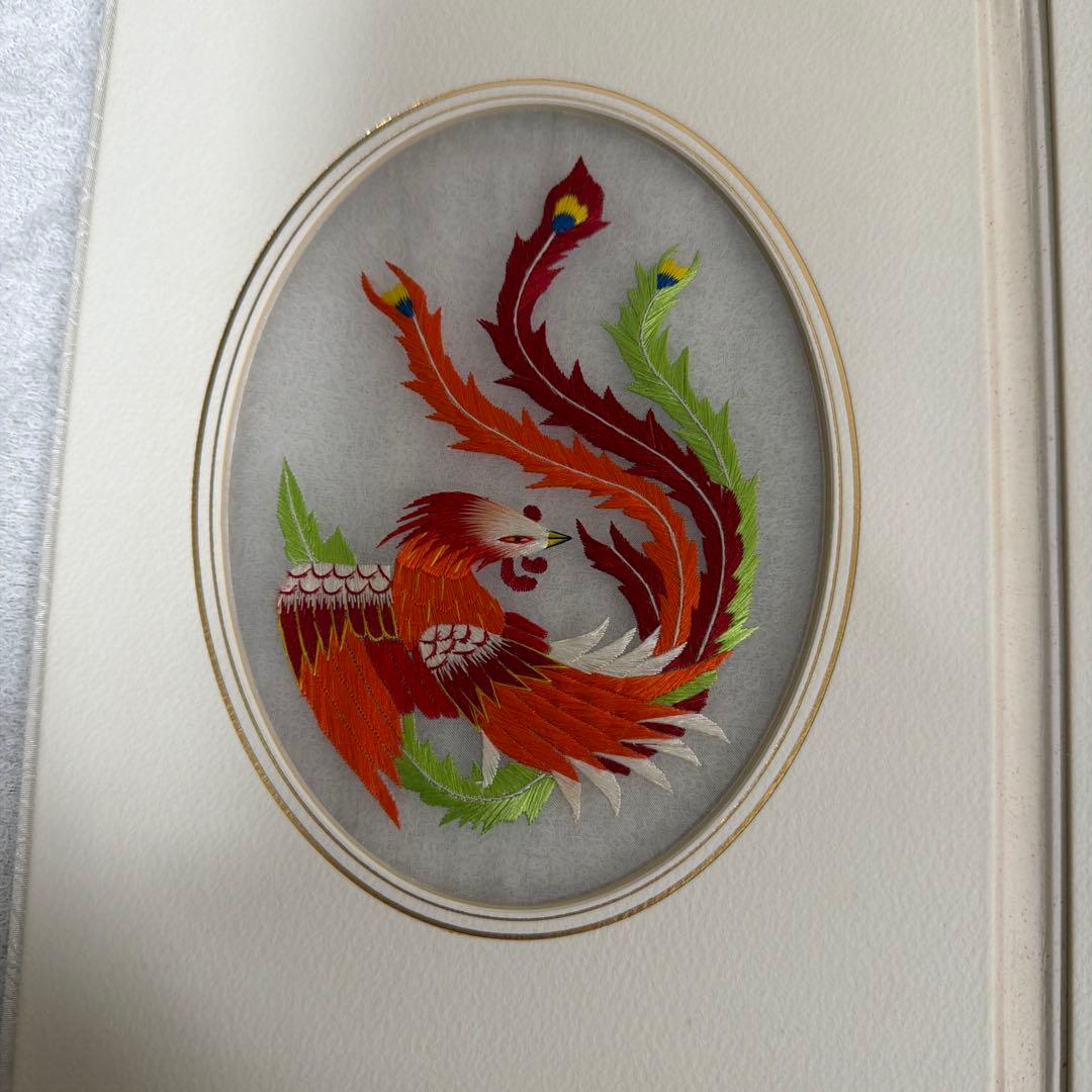 鳳凰の刺繍 オーバル型インテリア