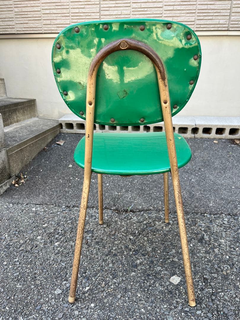 送料込み！インダストリアル ヴィンテージ チェア グリーン 　　福岡県北九州