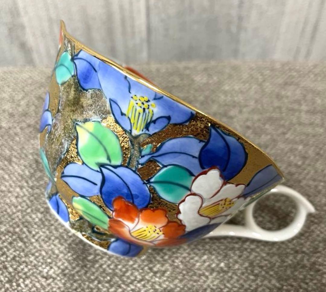 有田焼 金龍窯 江口天童作の金彩椿絵コーヒーカップ＆ソーサー - メルカリ