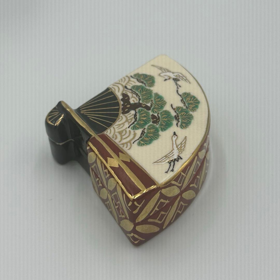 セール中 橋本城岳 色絵末広 扇面 香合 茶道具 鶴 松 - メルカリ