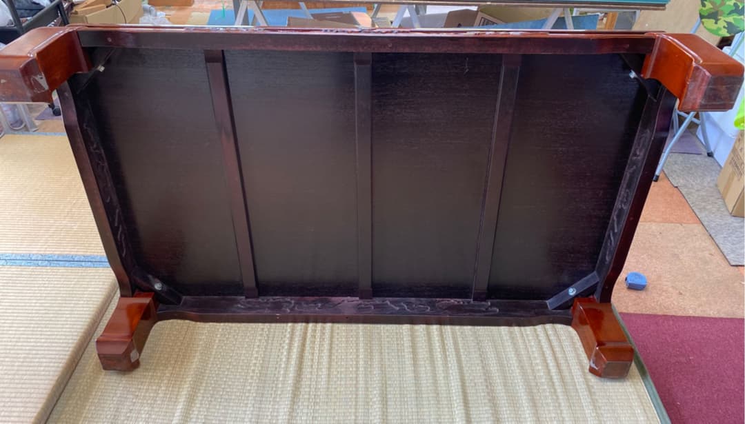 猫脚座卓　獅子彫り　和式座卓　日本製