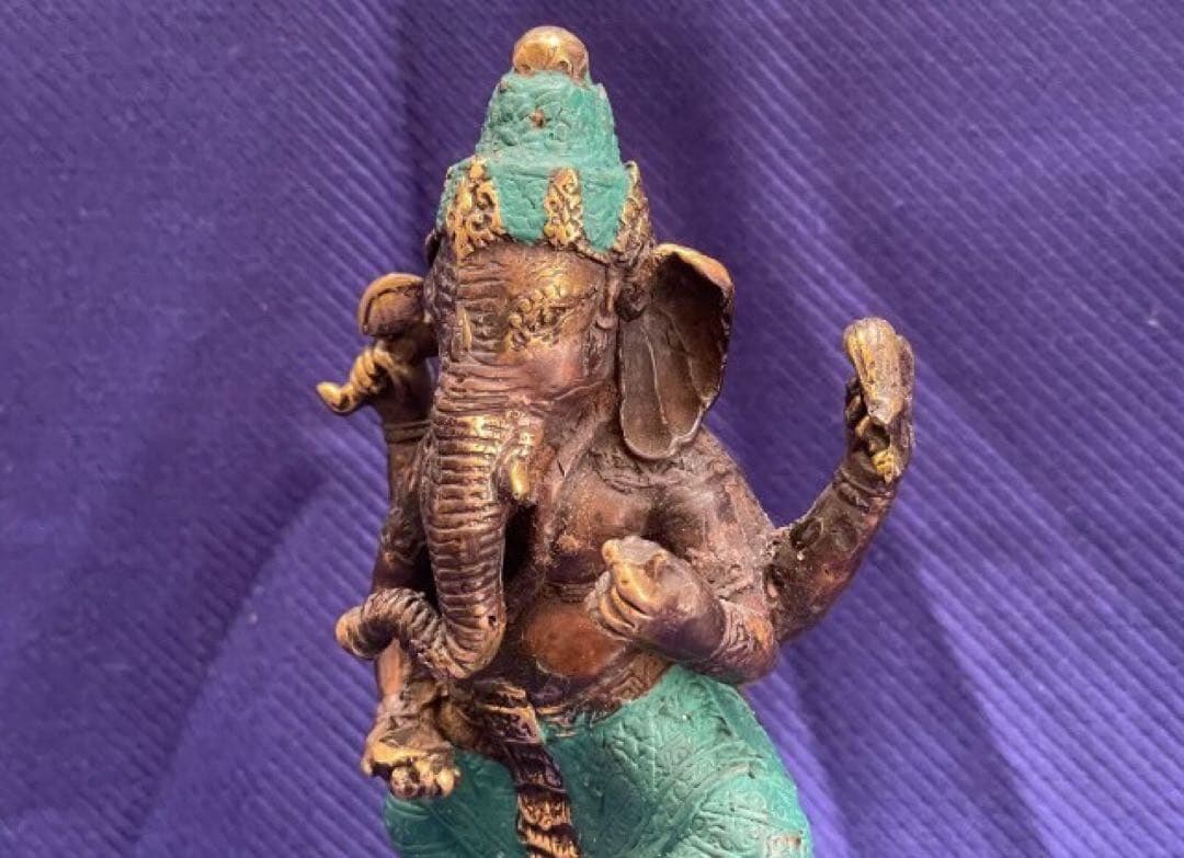 ガネーシャ像　風水置物　ブロンズ　真鍮　☆アンティーク 守り神 .シヴァ神