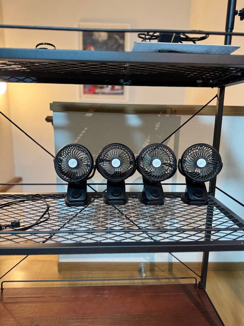 アイアンシェルフ 植物棚 アガベ ライトレール、LEDパネル、サーキュレーター付