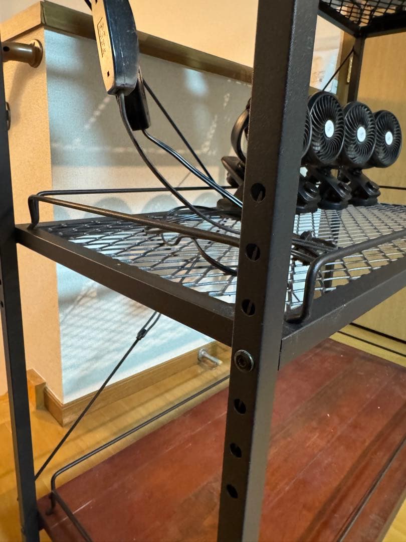 アイアンシェルフ 植物棚 アガベ ライトレール、LEDパネル、サーキュレーター付