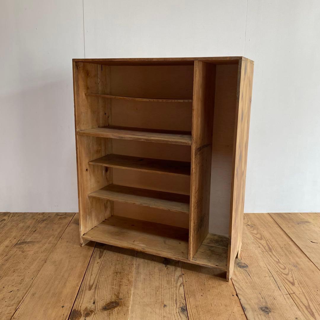 アンティーク チェスト 棚 食器棚 本棚 無塗装 z843