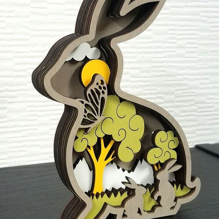 3D木製置物 】うさぎ兎★ アートオブジェ置き物グッズ雑貨かわいい可愛い 動物