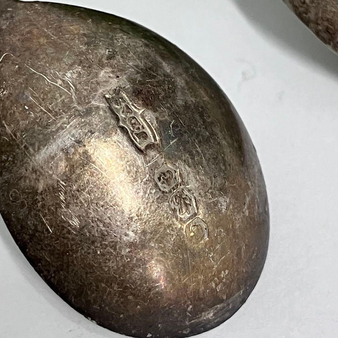 英国 ヴィンテージ ソルトスプーン ホールマーク シルバー 3本 J.D&S