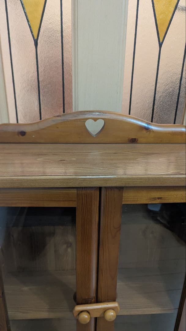 カントリー調　木製ガラス扉 キャビネット　レトロ　アンティーク