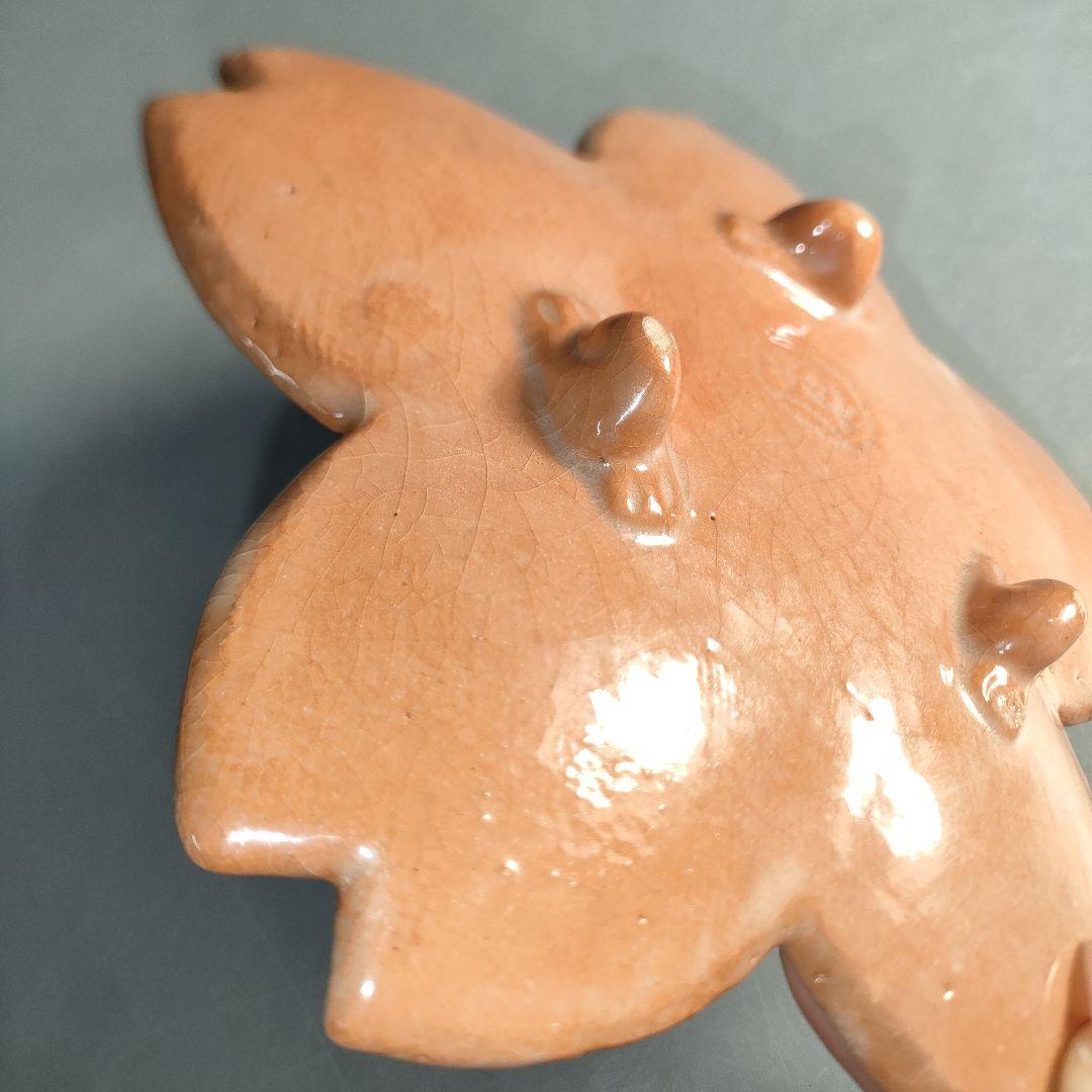 A1298-7/朝陽庵 造/赤楽桜形皿5客/共箱/銘々皿/飾皿/菓子皿/懐石道具