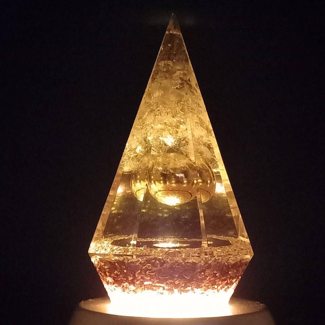 最強金運アップ オルゴナイト『金運神降臨』 金運風水八角錐オルゴナイト No22
