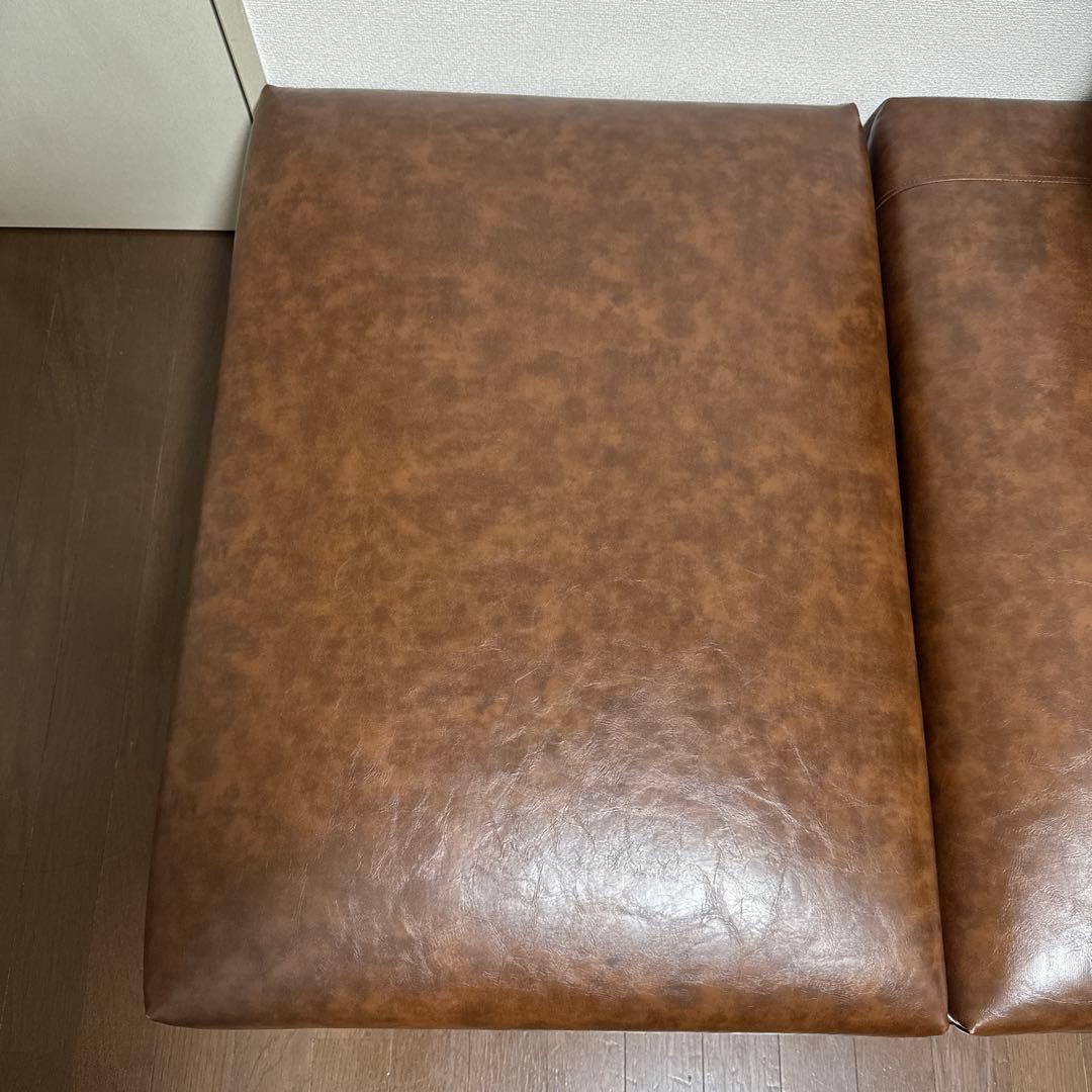 【分けて発送】LOWYA ロウヤ　ブラウン L字型ソファ レザー