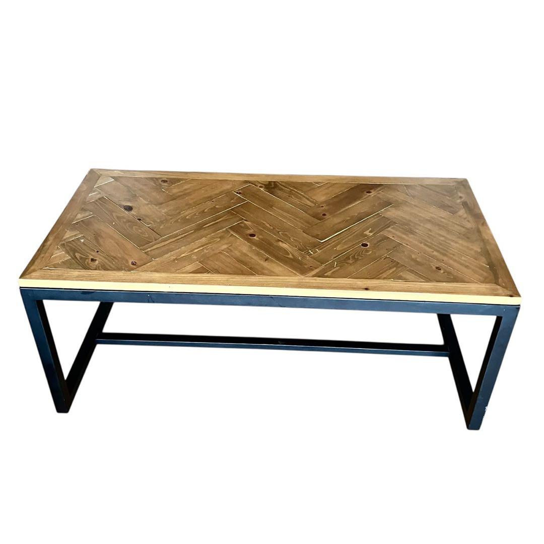 ヘリンボーン ローテーブル カフェテーブル インダストリアル 幅100cm