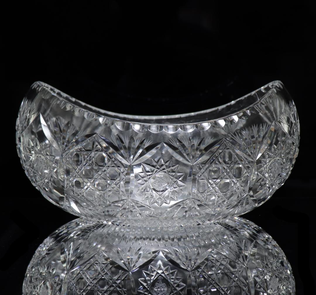 オールド・バカラ 博物館級 1890年頃 2.5kg 超絶カット 特大鉢 扇型