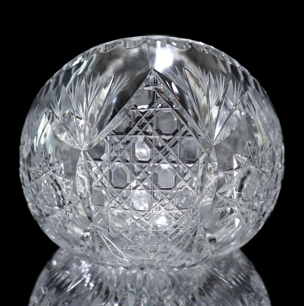 オールド・バカラ 博物館級 1890年頃 2.5kg 超絶カット 特大鉢 扇型