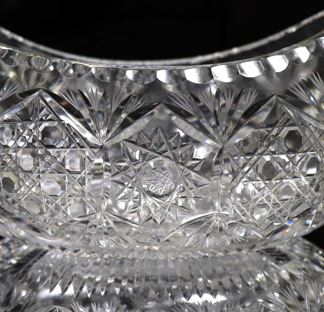 オールド・バカラ 博物館級 1890年頃 2.5kg 超絶カット 特大鉢 扇型