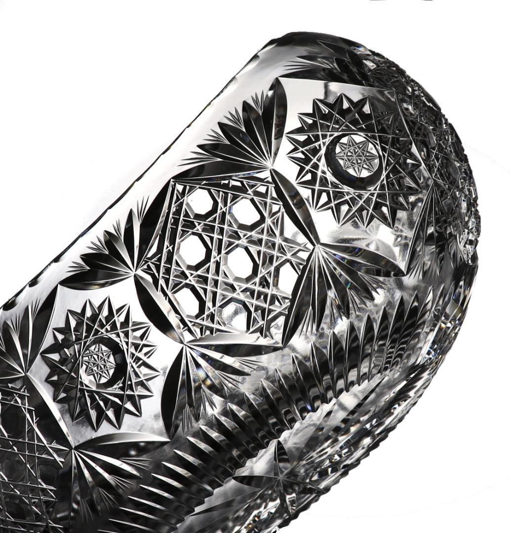 オールド・バカラ 博物館級 1890年頃 2.5kg 超絶カット 特大鉢 扇型