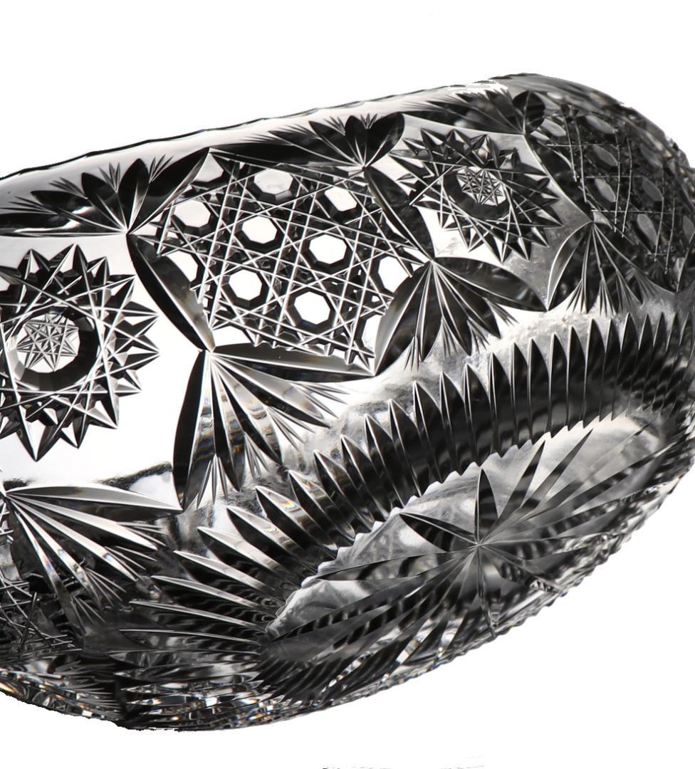 オールド・バカラ 博物館級 1890年頃 2.5kg 超絶カット 特大鉢 扇型