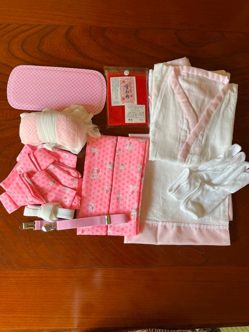 正絹７歳着物セット　お誂え四つ身着物・長襦袢他