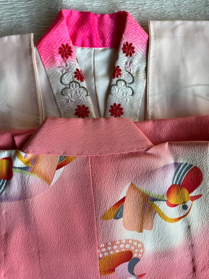 正絹７歳着物セット　お誂え四つ身着物・長襦袢他