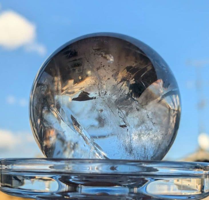 スフィア ローズクォーツ スモーキークリアクォーツ 丸玉 虹 アイリス