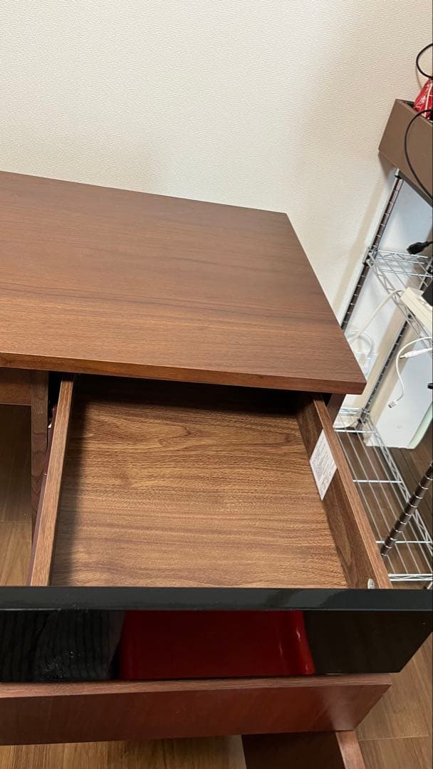 ブラウン木製デスク 引き出し付き　1月末廃棄予定